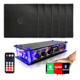 Kit 6 Arandelas Quad Pretas 6'' C/receiver Bt Google E Alexa