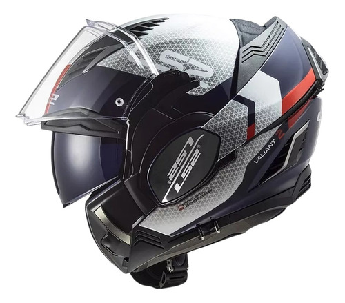 Casco Moto Abatible Ls2 Valiant Il Citius Blanco Azul  