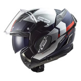 Casco Moto Abatible Ls2 Valiant Il Citius Blanco Azul  