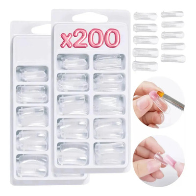200 Tips Transparentes para Uñas Polygel Acrílico Brillantes | MercadoLibre