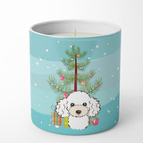 Bb1629cdl Árbol De Navidad Y Caniche Blanco, Vela Decorativa