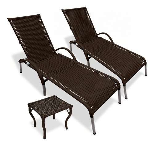 2 Cadeiras Fibra Sintética Regulável P/ Varanda Julia + Mesa