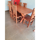 Conjunto De Mesa De Madeira Com 6 Cadeiras 