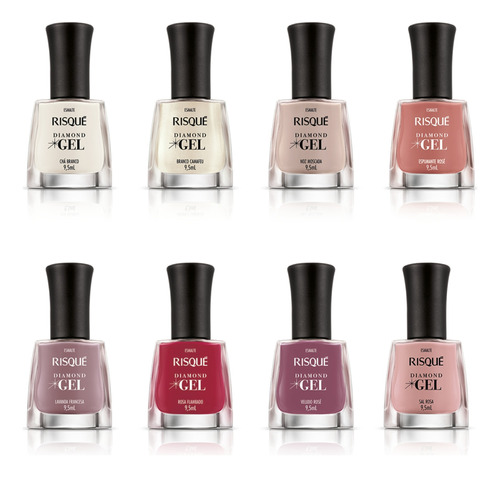 Kit Esmalte Diamond Gel Risque 8 Cores Sem Repetir