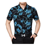 Camiseta Hombre Flores Hawaiana Algodón Tropical Hombre Flor