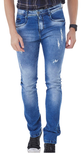 Calça Jeans Masculina Skinny Destroyed Com Lycra Premium