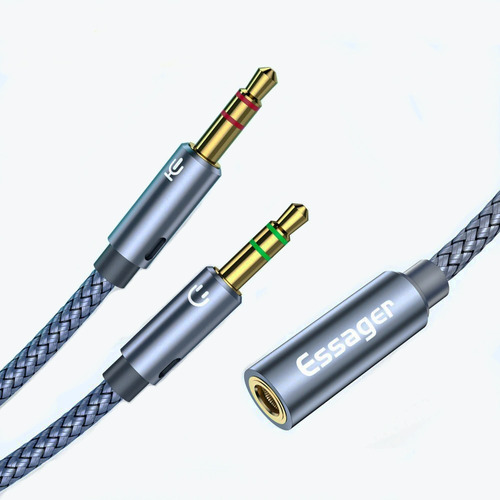 Cable Auxiliar 3.5mm Micrófono Y Audio Essager 30cm
