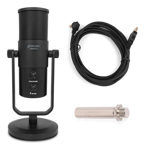 Microfone Condensador Usb Arcano Mark-hi C/ Suporte De Mesa