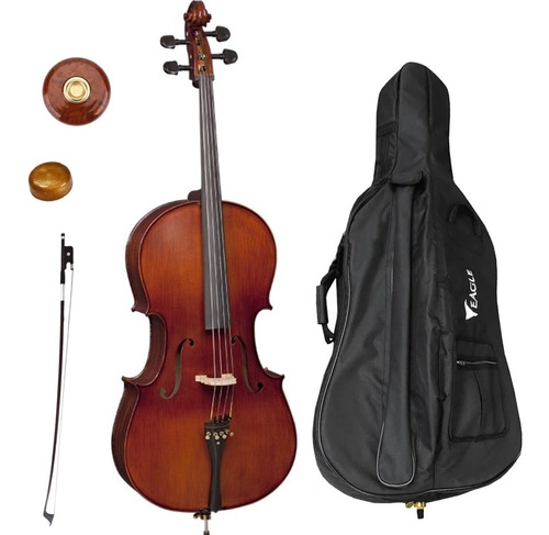 Violoncelo Eagle Ce300 Completo C/ Capa Arco Breu Bolachão 