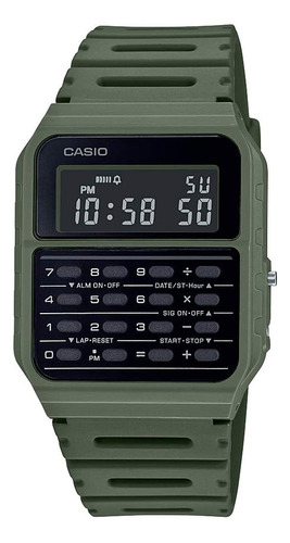 Casio Relógio Masculino Vintage Ca53w-1 Calculadora, Verde,