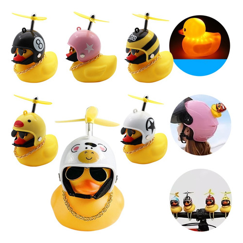 Patito Amarillo Con Casco,pato De Hule Para Bici,moto,6pcs