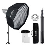 Softbox Bowens Octagonal 120cm Godox Com Grid + Tripé 2,6m