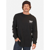 Polera Surfing On Skull Island Ls Tees Negro Hombre Maui And