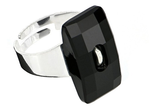 Anillo Tablero 21mm, Rectangulo Swarovski En Plata Sterling