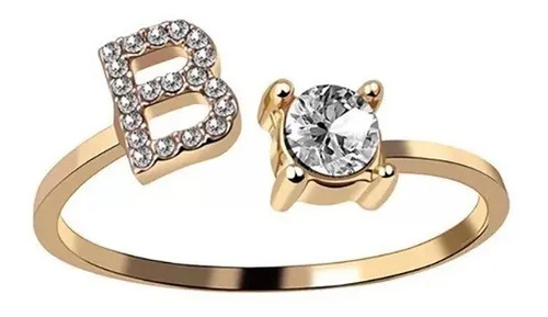 Anillo Letra Inicial Dorado A - Z