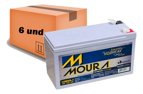 Kit 6 Bateria Moura 7ah 12v Alarme Nobreak Vrla