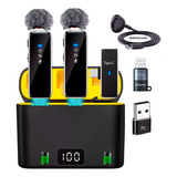 Micrófono De Solapa Inalámbrico Profesional Para Celular Tipo C - Y Adaptador Para iPhone Y Pc Con Monitor De Audio Y Filtros Antipop