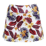 Shorts Saia Feminino Mormaii Beach Tennis Branco Com Flores