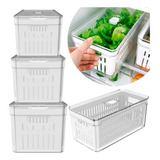 Kit 4 Organizador Clear Fresh Com Cesto Geladeira 5 Litros Cor Branco