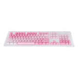 Teclas Keycaps, 104 Unidades, Color Rosa Y Blanco, Proceso D