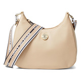 Bandolera Tipo Hobo Tommy Hilfiger Sylvie Ii, Color Beige