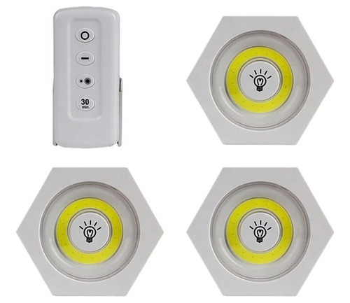 Set De 3 Luces Led Control Remoto Placard Alacena Emergencia