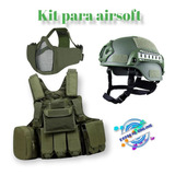 Pack 3 Pcs Chaleco Táctico Máscara Airsoft Casco Táctico Abs