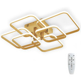  Lustre Moderno De Led Sala Jantar Dourado 3 Tons Controle