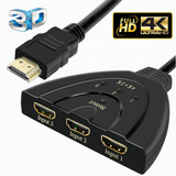 Switcher Hdmi 4k 3 Entradas 1 Salida Cable Flexible