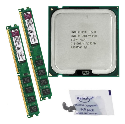 Kit Memória Ddr2 800mhz 4gb + Cpu Core 2 Duo E8500 3,16 Ghz