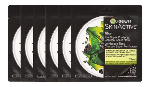 Garnier Skinactive - Máscara De Hoja De Carbón Purificante,