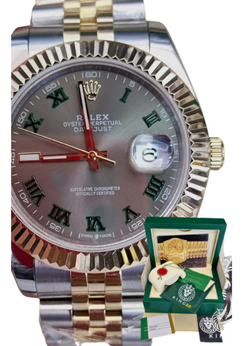 Relógio Rolex Datejust 36mm Cinza Dourado B. Eta 3035 Caixa