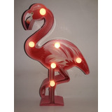 Velador Lampara Luminoso Flamenco Fucsia Cartel Led Pila