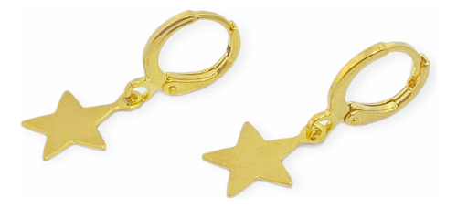 Aros Argolla 11mm Estrella Enchapado Oro 18k