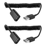 2 Cables Adaptadores Usb A Macho A Hembra En Espiral