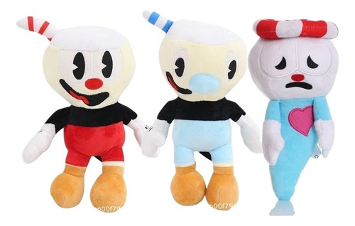 3pcs Cuphead Mugman Chalice Muñeco Peluche Juguete Regalo