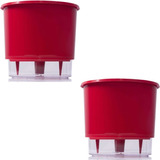 Kit 2 Vaso Raiz Auto Irrigável 21cm Vermelho Cultivar Planta