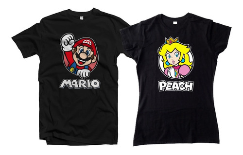 Playera Retro Gamer Mario Parejas Novios Dúo 2 Piezas N01