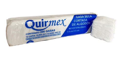 Gasa Esponja No Estéril  C/200 Piezas 7.5 X 5cm. Quirmex