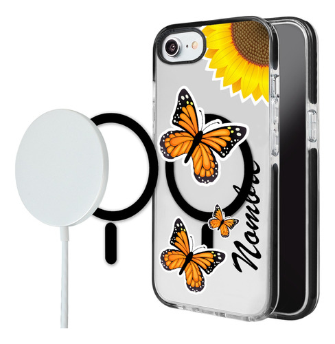 Funda Para iPhone Magsafe Mariposa Personalizada Tu Nombre