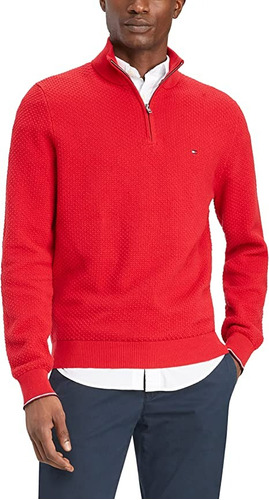 Sweater Tommy Hilfiger  Para Caballero Rojo Half Zipper