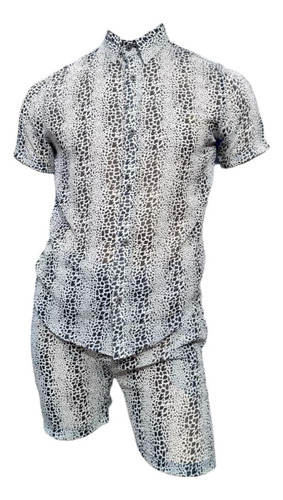 Conjunto Short Camisa Hombre Animal Print