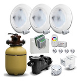 Filtro Bomba Acc + Kit 3 Luces 14,4w Vulcano Pileta Hormigon