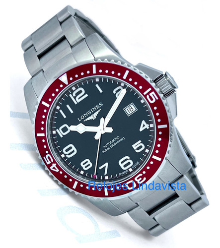 Reloj Longines Hydroconquest Rojo Automatico Grande Acero