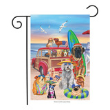 Dog Days Of Summer Garden Flag Humor Nautical Beach Surfboar