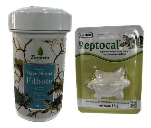 Ração Tigre D´agua Filhote 30g + Suplemento Reptocal 15g