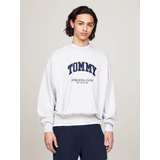 Sudadera Gris Holgada Universitario Tommy Hilfiger Hombre