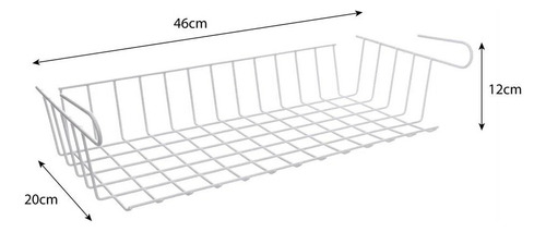 Cesto Organizador Prateleira Armário Gavetex Jumbo 47cm Aço Cor Branco