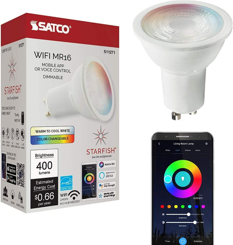 Satco Mr16 Gu10 Rgb 5.5w Wifi Smart Siri/alexa/ Hey Google