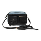 Bolsa Crossbody Mujer Color Negro Con Mezclilla Diseño Trend